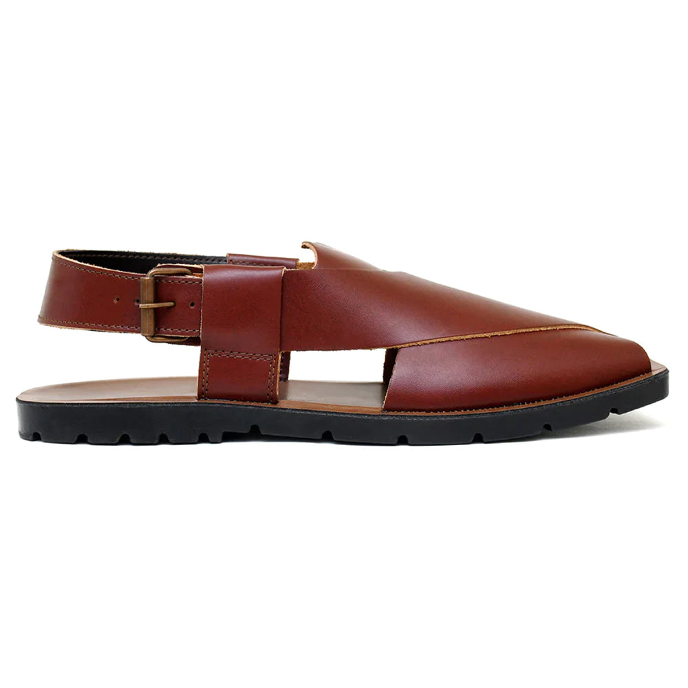 brown peshawari chappal