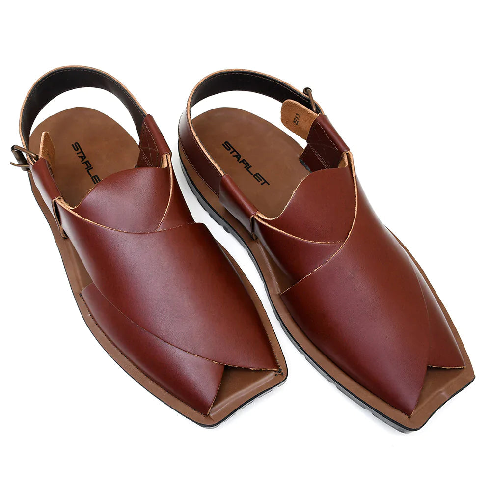 brown peshawari chappal